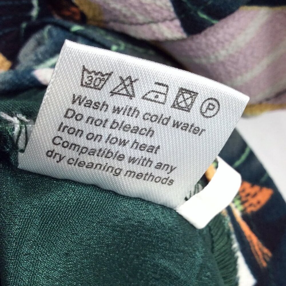 BELONGSCI Dress Womens Size XL Green Tropical Hawaiian Mini Ruffle Bell Sleeve - Picture 9 of 10